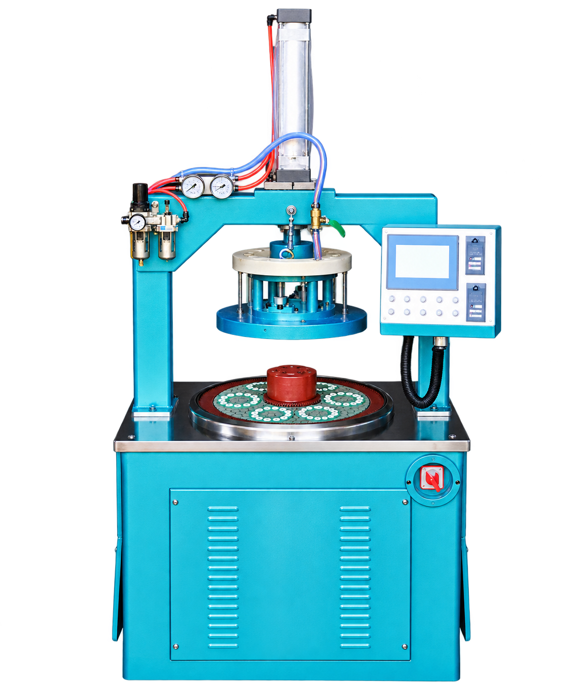 Economic double-sided grinding machine with complete cabinet, vertical column and control panel