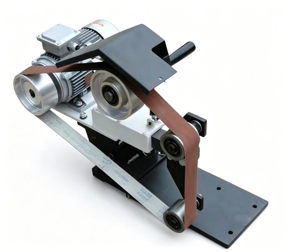 Portable belt grinding for chrome-coated rollers